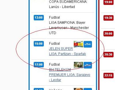 tv prenos partizan spartak